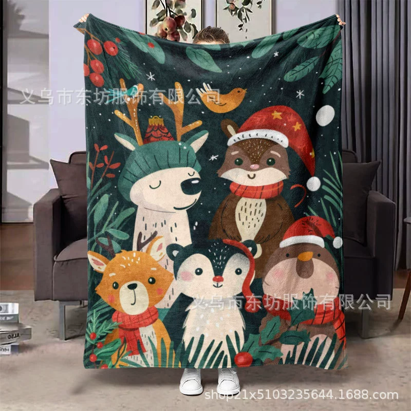 Рождественские милые маленькие животные теплые и удобные фланелевые одеяла