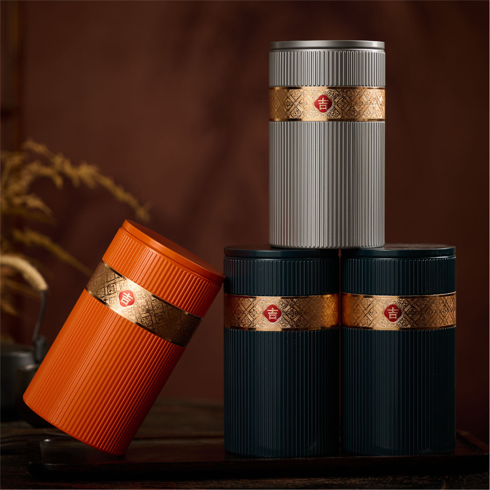 高档正山小种凤凰单枞茶叶铁罐圆形九曲红梅宜兴红茶包装盒密封罐