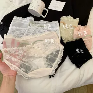欧若风镂空美臀蕾丝少女内裤纯欲性感缎面纯棉裆中腰三角内裤女士
