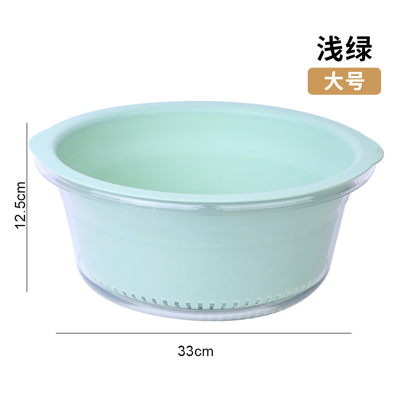 二層水切りかご 多機能透明フルーツ・野菜洗い神器 キッチン大型洗い桶 水切り神器|undefined