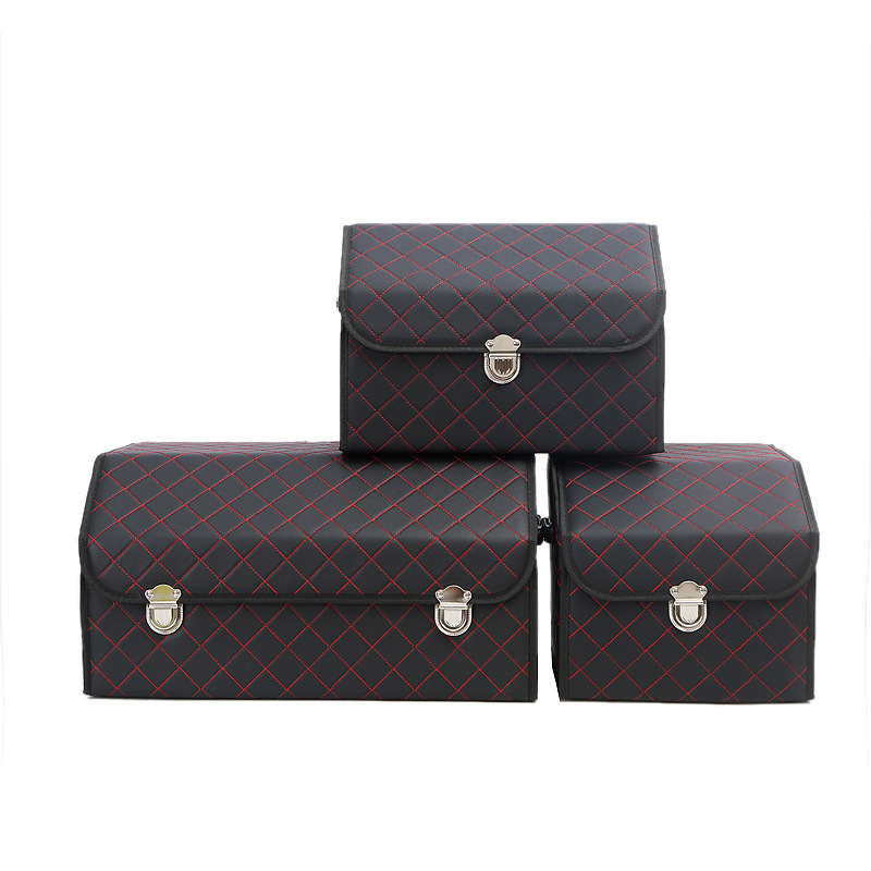 Foldable car storage box, car trunk organizer, leather car storage organizer