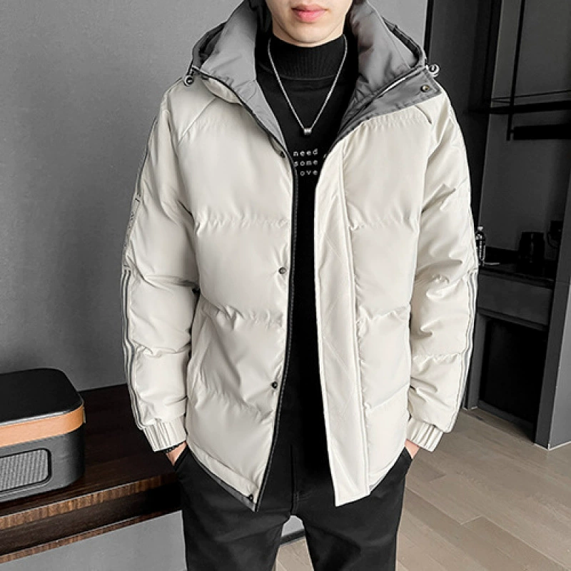 2024 хлопчатобумажная мужская зимняя свободная водонепроницаемая толстая перья ватная куртка повседневная короткая хлопковая куртка с капюшоном