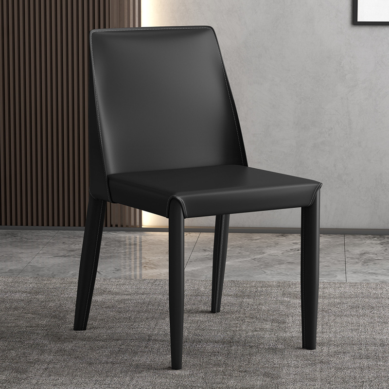 Silla de comedor minimalista italiana para el hogar, mesa y sillas de comedor de restaurante, silla de cuero de diseño con respaldo, silla estilo industrial con alta elasticidad