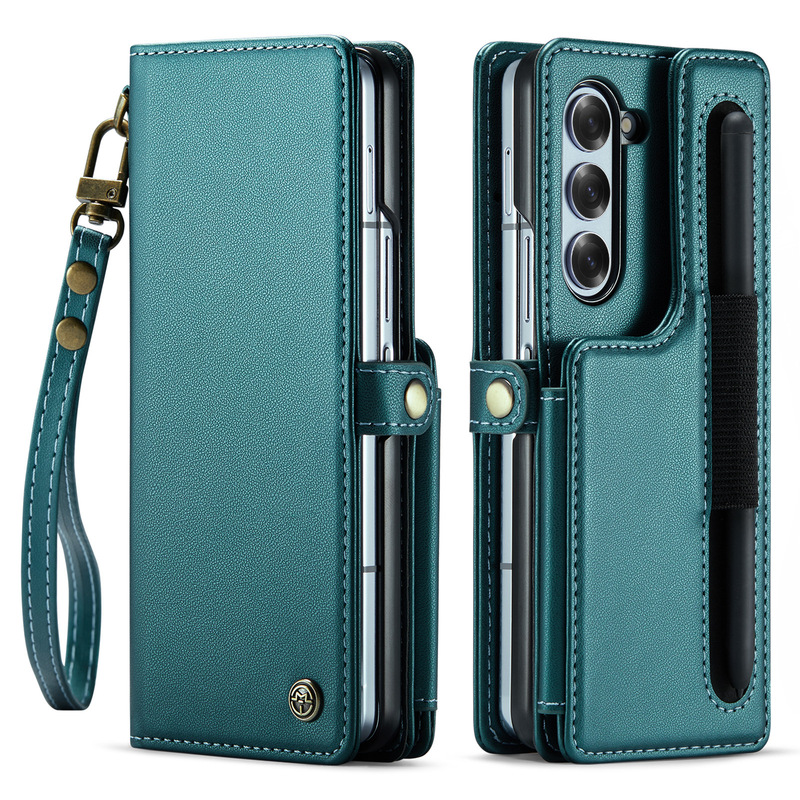 Suitable for Samsung Z Fold6 Flip Phone Case, New Zfold7 Card-Inserting Phone Case, Foldable Phone Leather Case