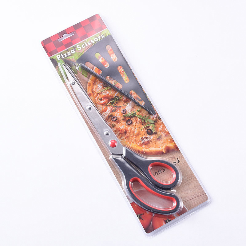 Cocina doméstica de acero inoxidable 2 en 1 para hornear pala de pizza para filete panquequeque tijeras de alimentos