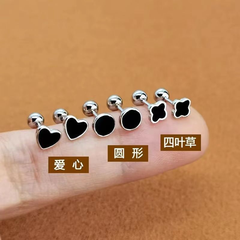 여성용 블랙 귀걸이, 잘 때 벗을 필요 없음, 여행용, 새로운 트렌디한 귀 피어싱 귀걸이, 틈새 디자인, 고급스러운 느낌