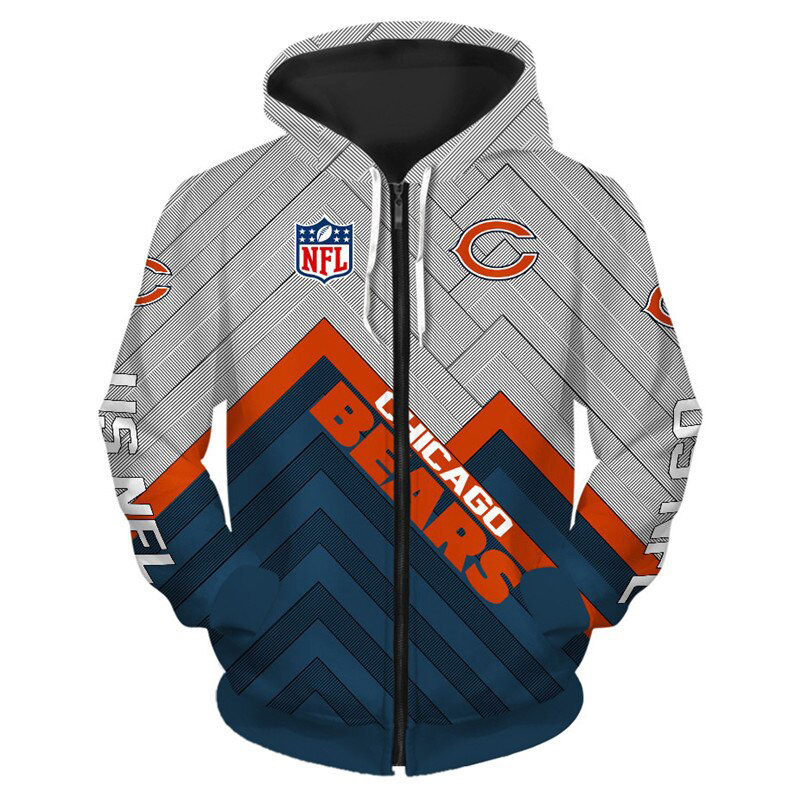 European and American Cross-Border Men's and Women's Digital Printed Sweatshirts Nfl Football Full Range Zipper Hooded Sweatshirts Cardigan Sweatshirts
