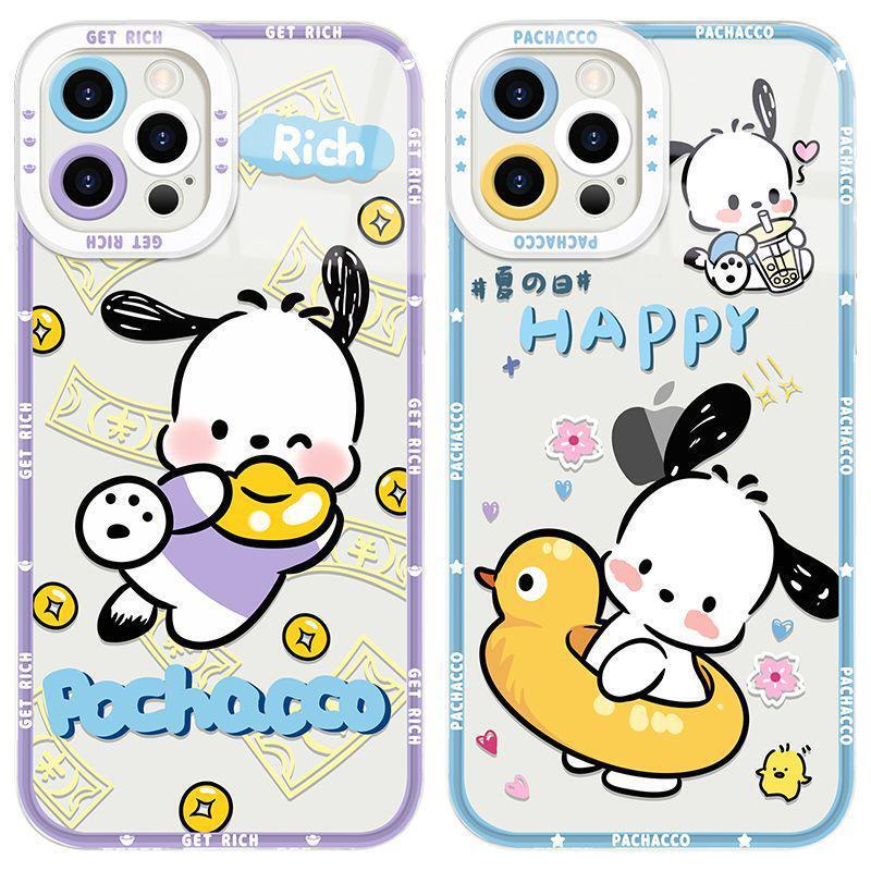 Cute Pacha Dog Apple 16Promax Mobile Phone Case Iphone15 Cartoon 13Pro Transparent 12 All-Inclusive 11X Soft