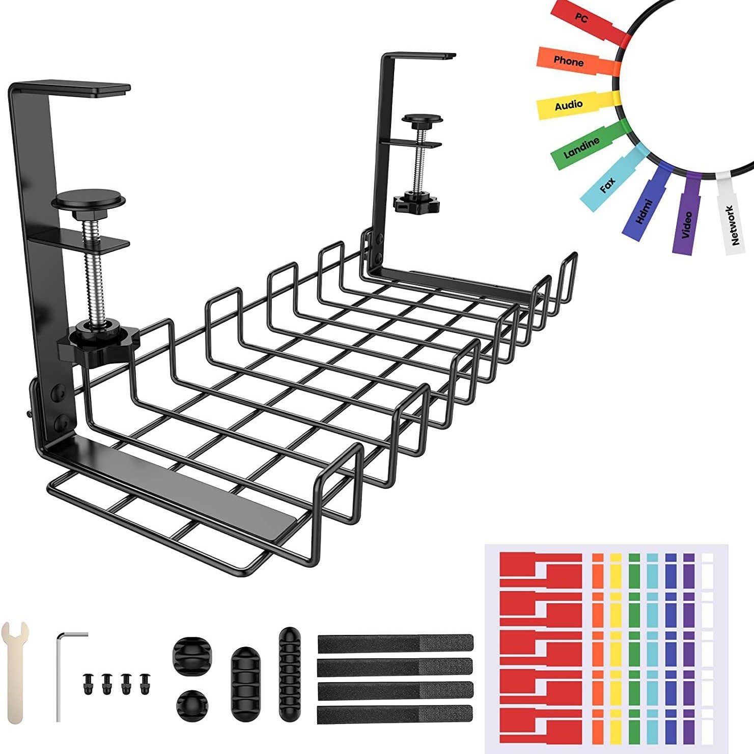 Transfronterizos bajo la mesa de fijación de cables marco de almacenamiento de cables de fila de inserción colgante cesta de fijación de cables ranura de tabla de salida inferior sin perforación marco de fijación