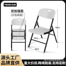 跨境批发折叠椅子家用塑料便携靠背椅休闲餐椅简易办公会议电脑椅