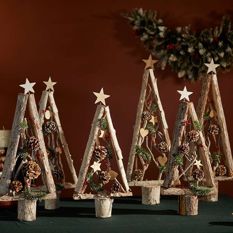 Buscando madera ins árbol de Navidad nórdico retro decoración de escritorio decoración de Navidad ventanas de diseño props escena