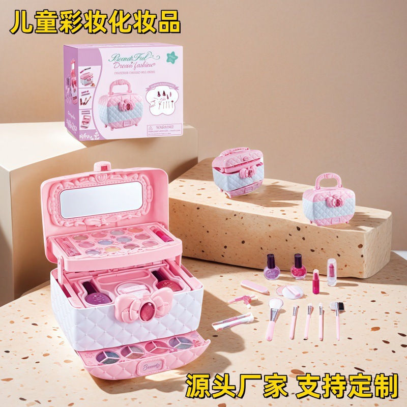 Juguetes de maquillaje para niños, regalos de cumpleaños para niñas, princesas, caja de maquillaje portátil, esmalte de uñas