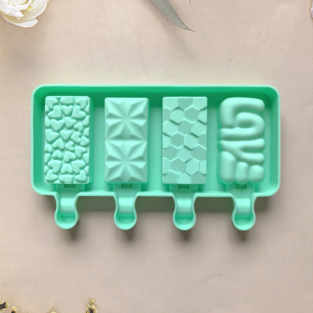 4 líneas de amor 269 helado de cristal helado silicona molde de postre hielo barras de hielo para hacer suministros de fiesta de verano