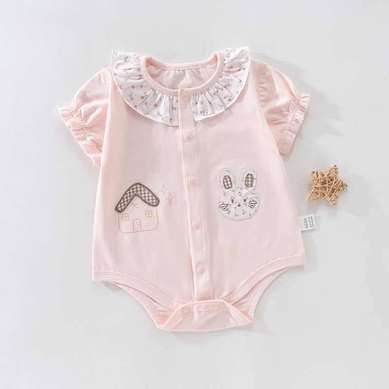 Uniforme de bebé de verano de manga corta de algodón de clase A, chaqueta de peldaño, ropa de escalada de bebé de clase A, algodón de verano vacío