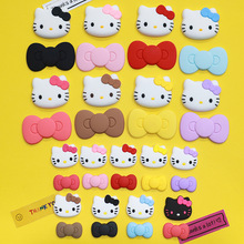 大小号凯蒂KT猫咪蝴蝶结DIY软胶配件立体贴拖鞋手机壳 水杯装饰贴