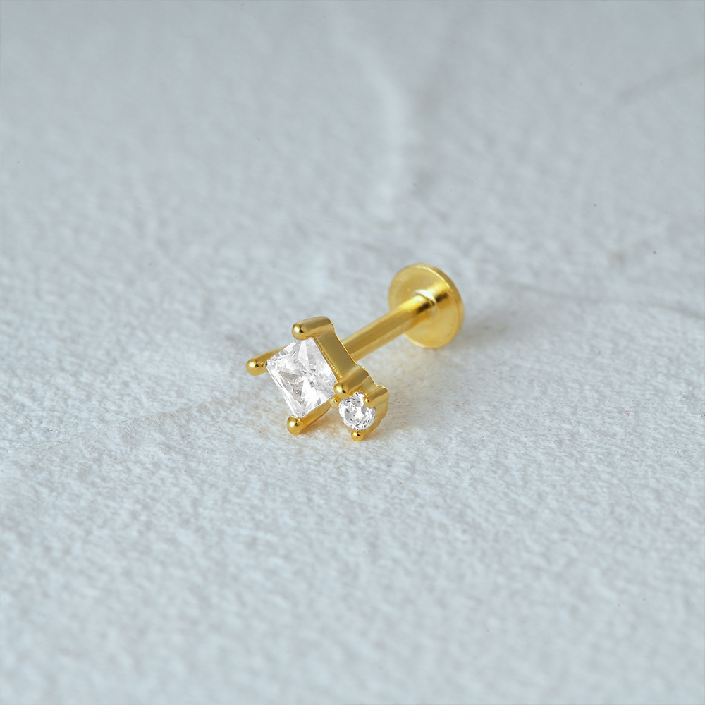 2g Weight Zircon Inlay Material Ear Studs Classification 1 Piece Quantity Daily Occasion 925 Sterling Silver Material Geometric Pattern Women's Gender Plating Design Simple Style Style 1 Piece Ear Cartilage Rings & Studs Simple Style Geometric 925 Sterling Silver Plating Zircon 32