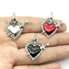 合金爱心桃心滴油古银饰品配件DIY挂件饰品配件