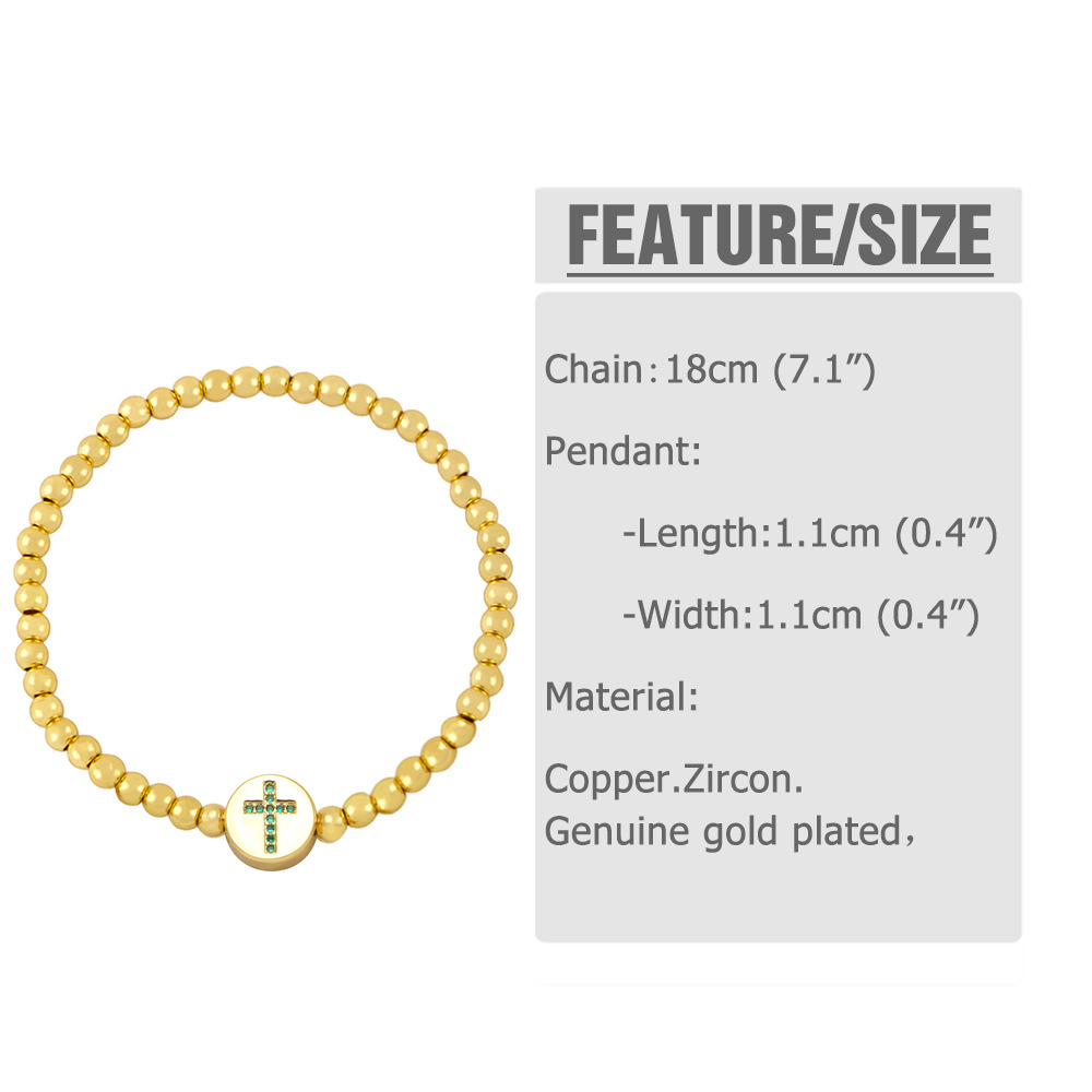 Retro Cross Copper Bracelets Inlay Zircon Copper Bracelets
