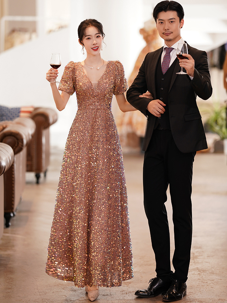 Vestido de noche para mujer, estilo 2026, elegante, estilo hada, estilo princesa, con lentejuelas, para anfitriona