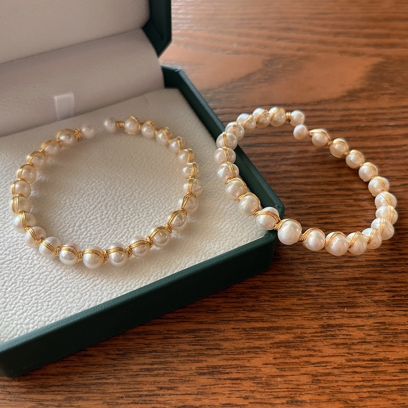 Fashion Round Pearl Beaded Handmade Bracelets 1 Piece