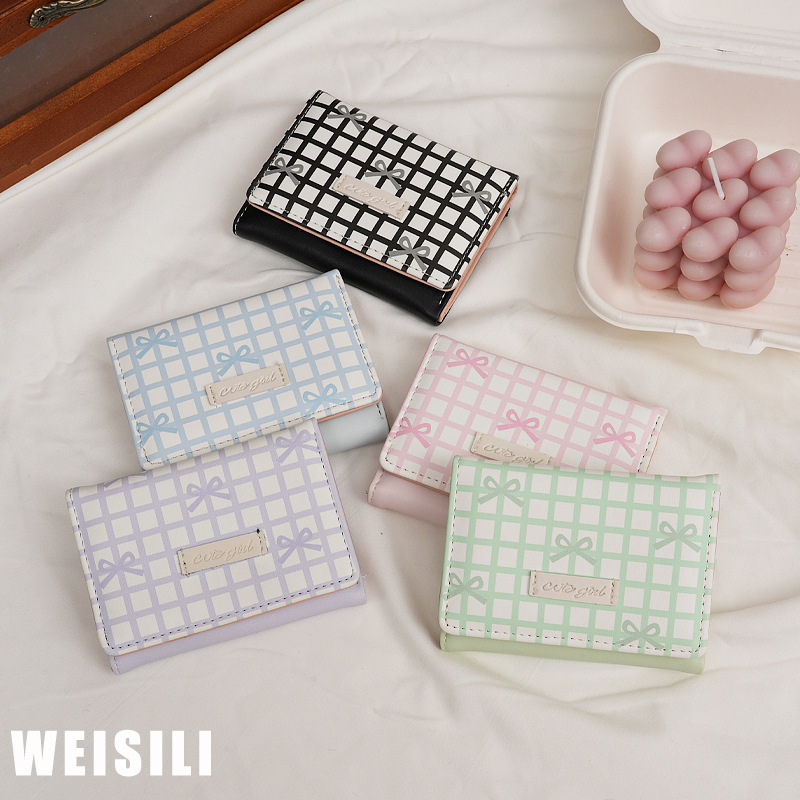 Ví cầm tay nơ kẻ caro 51,9k/c (lố 6)