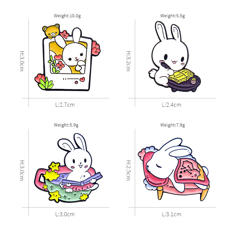 20g Weight Cartoon Style Pin Rabbit Flower Alloy Enamel Unisex Brooches