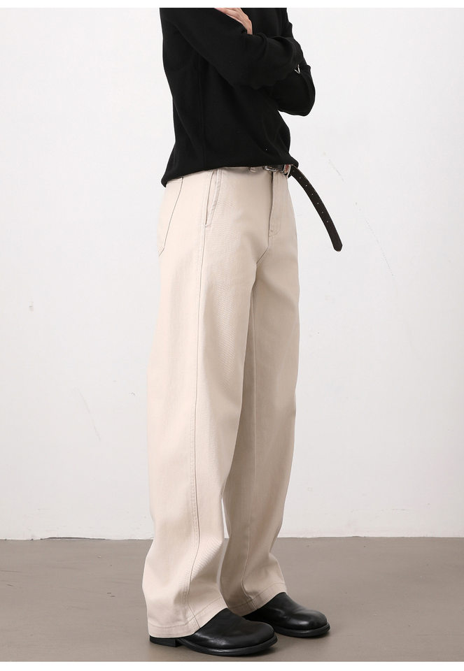 Quần jeans nam ống đứng dáng rộng phong cách Mỹ retro cơ bản — Màu be, Màu kaki, Màu nâu cà phê, màu đen chi tiết 21