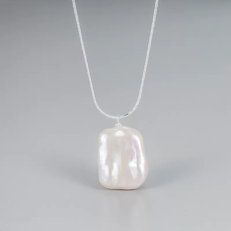 韩国ins小众设计淡水珍珠项链女方形巴洛克异形珍珠吊坠锁骨链女