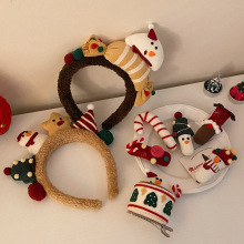 彩色毛绒糖果星星圣诞发箍儿童可爱圣诞节小雪人发夹女童装扮饰品