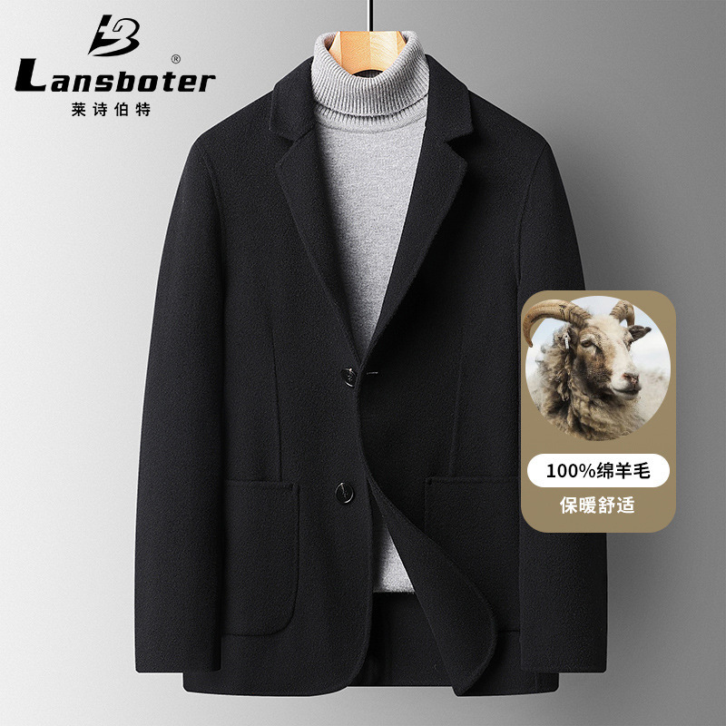 Autumn and Winter 100% Wool Suit Hand-Sewn Double-Sided Wool Suit Men's Slim Small Suit Wool Jacket Men's Clothing Autumn and Winter 100% Wool Suit Hand-Sewn Double-Sided Wool Suit Men's Slim Small Suit Wool Jacket Men's Clothing