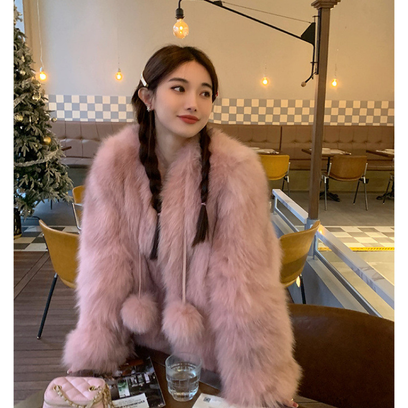 가을과 겨울 새로운 모조 여우 모피 코트 다재다능한 토카 짧은 모피 젊은 패션 슬림 윈드브레이커