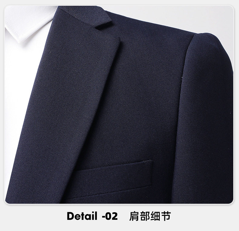 Bộ vest nam công sở dáng thon, áo vest một hàng cúc xẻ tà bên hông, phù hợp đi làm và dự đám cưới — Màu đen, Xanh navy, Đen xanh lục chi tiết 23
