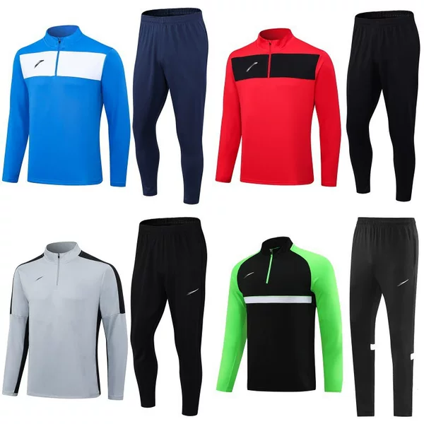 Half zipper winter long-sleeved trousers suit training club basic football uniform jersey long zipper logo foreign trade