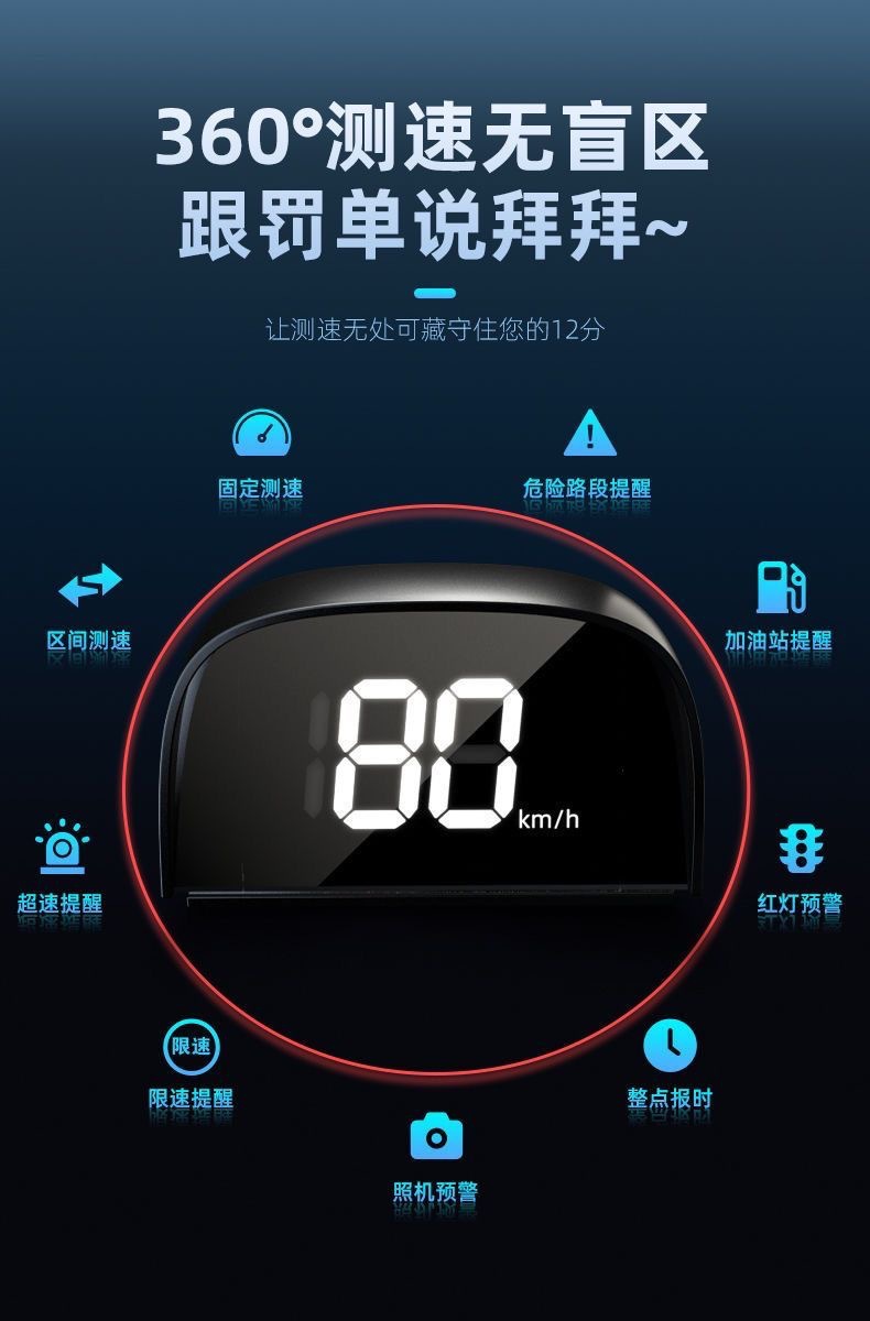 Universal Car Hud Head-Up Display, Vehicle Navigation Locator, Beidou Satellite Electronic Speed Detector