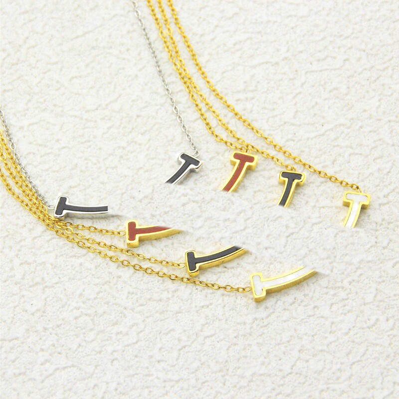 Cross-Border Minimalist Smiley Face Necklace Geometric Mother-Of-Pearl Smile Pendant Necklace Irregular Clavicle Chain for Women