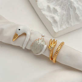 跨境热卖大鹅造型组合戒指女士时尚关节尾戒克拆分组合戒指批发