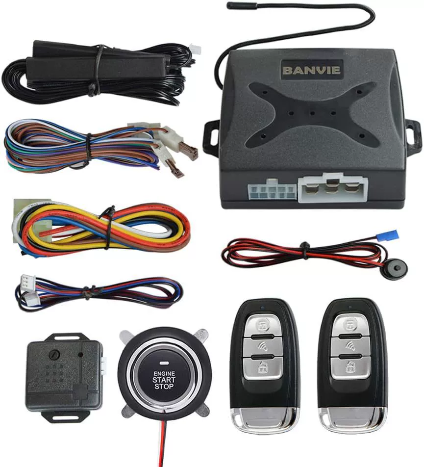 BANVIE ① Passive keyless Entry Car Alarm System + ② Remote