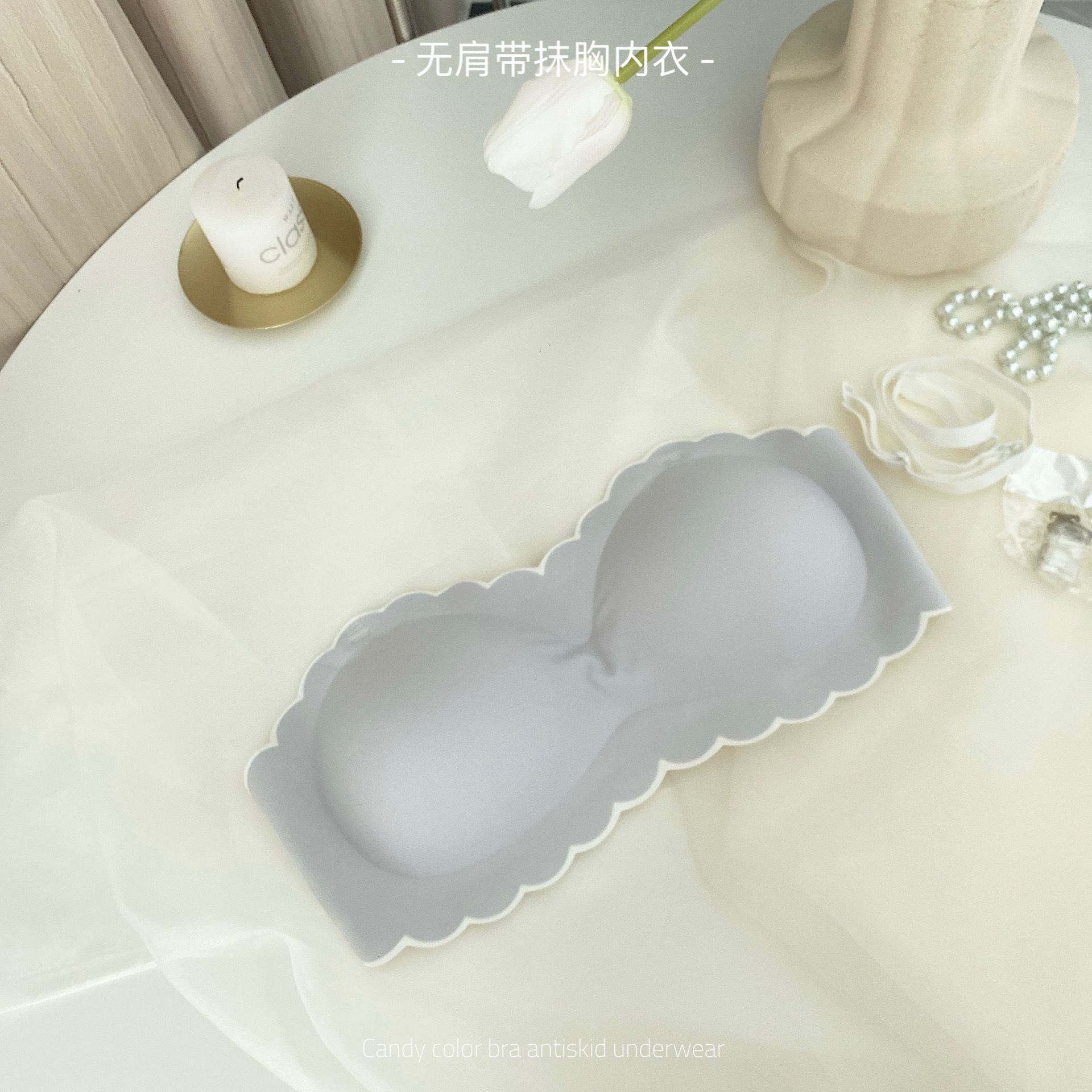 Ropa interior lisa, sin costuras, antiluminosidad y antideslizante, sin anillo de acero, sujetador desmontable integrado, mujer