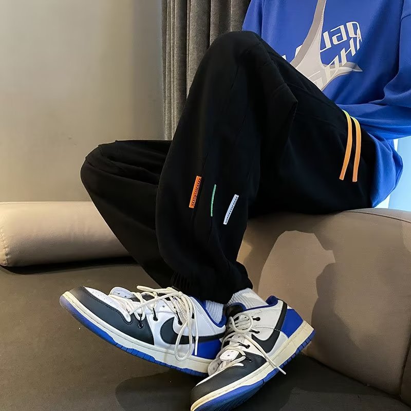 Pantalones con corsé de verano y otoño, pantalones deportivos para hombres, marca de moda, pantalones casuales sueltos de gran tamaño, pantalones cortos de todo fósforo para hombres