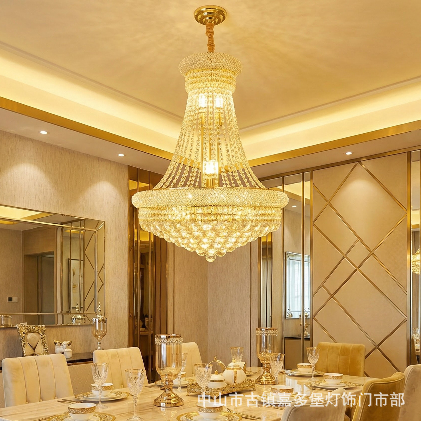Luz lujosa lámpara de cristal europea moderna villa sala de estar lámpara de rama alta atmósfera restaurante lujosa lámpara doméstica