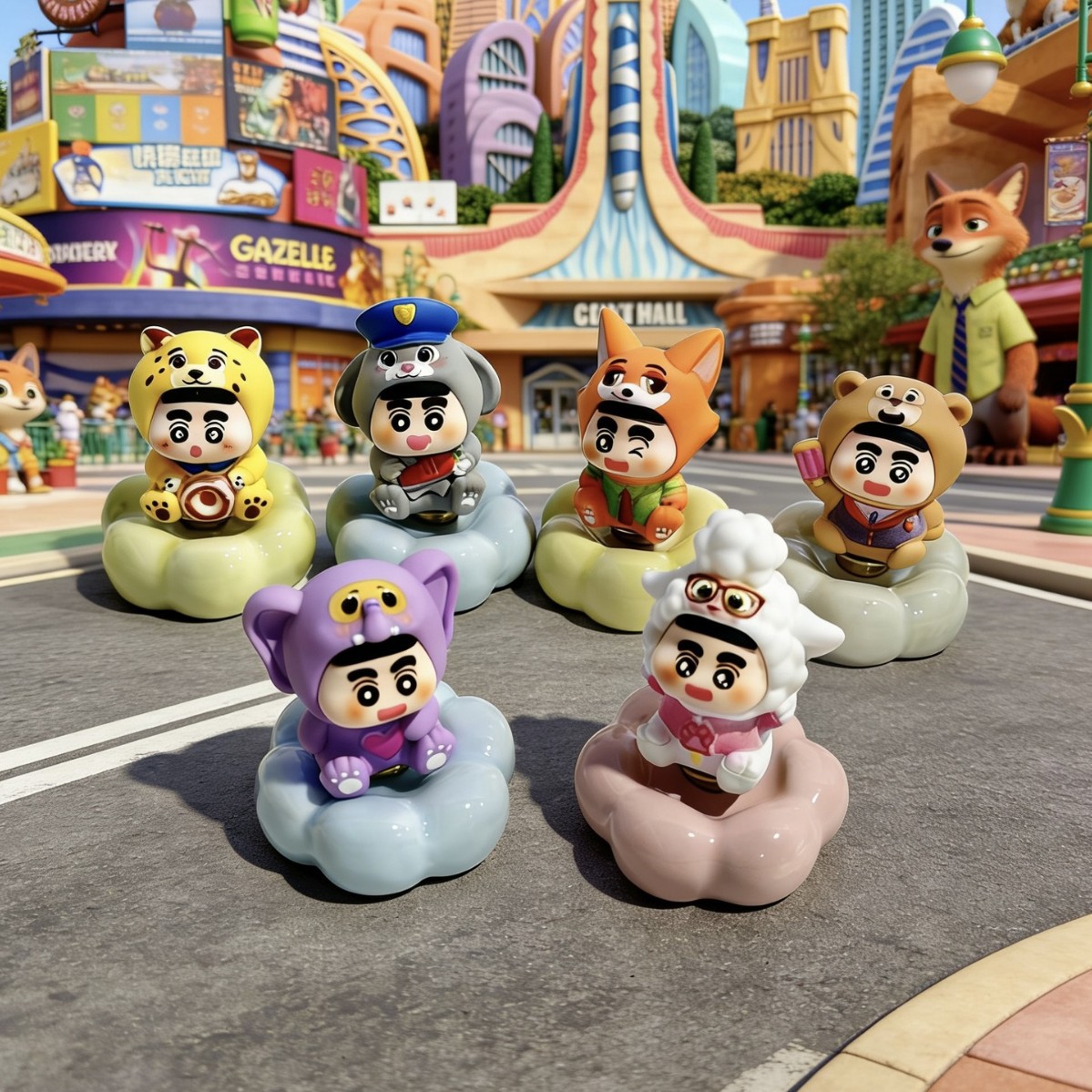 景德镇陶瓷转转疯狂动物城蜡笔小新玩偶转转乐摆件儿童玩具礼物