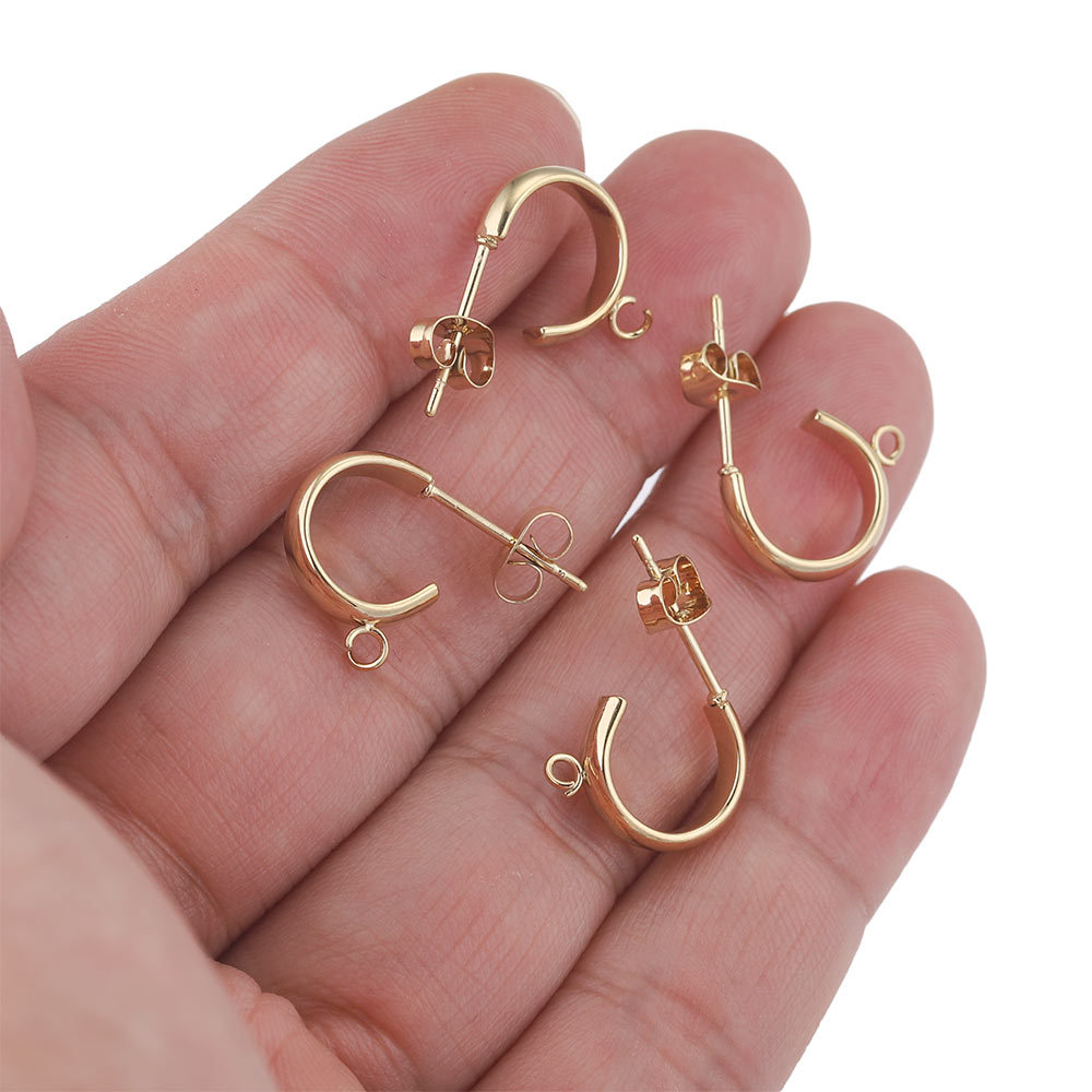 Plating Design 1 Piece 304 Stainless Steel C Shape Earring Findings