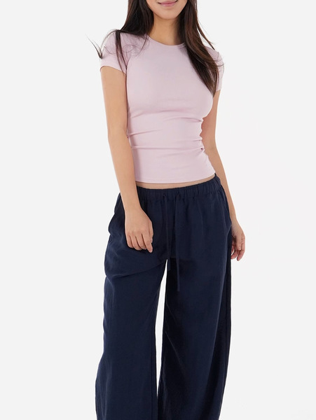 Sports fitted base summer elastic T-shirt with a round collar
