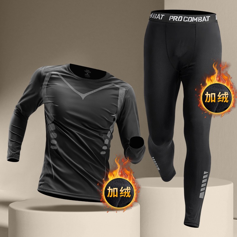 Capa de invierno para hombres con mangas largas con base de tercife seco rápido acondicionamiento físico correr entrenamiento chaqueta de baloncesto ropa interior cálida otoño invierno