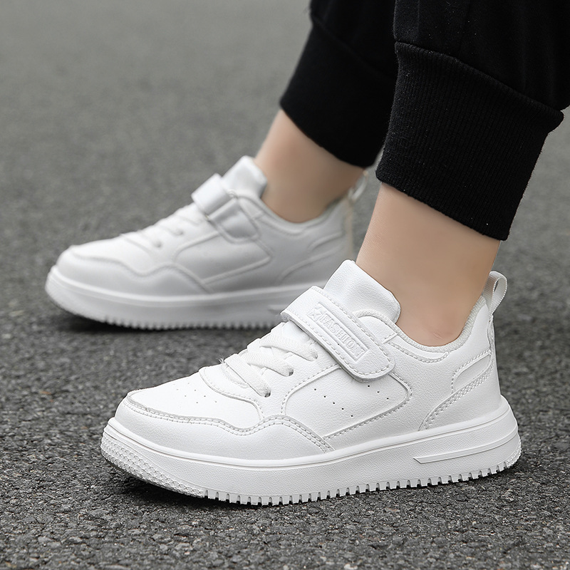 790 Kidsren's Sneakers, White Shoes, Low-Cut Pure Black Velcro Leather Running Shoes for Men and Women, Sports Shoes for Middle-Aged Kidsren