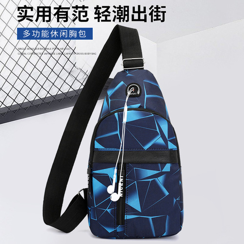 Multifunctional Men's Chest Bag 2024 New Trend Striped Casual Crossbody Bag Fashion Waist Bag Single Shoulder Bag Wholesale