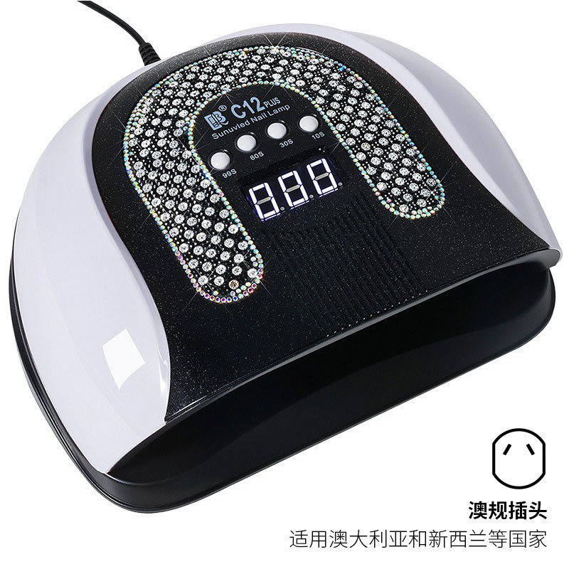 Lámpara de uñas Diamante creativo 256W Lámpara de fototerapia inteligente de alta potencia Luz UV Aceite de uñas de secado rápido Lámpara para hornear Lámpara transfronteriza