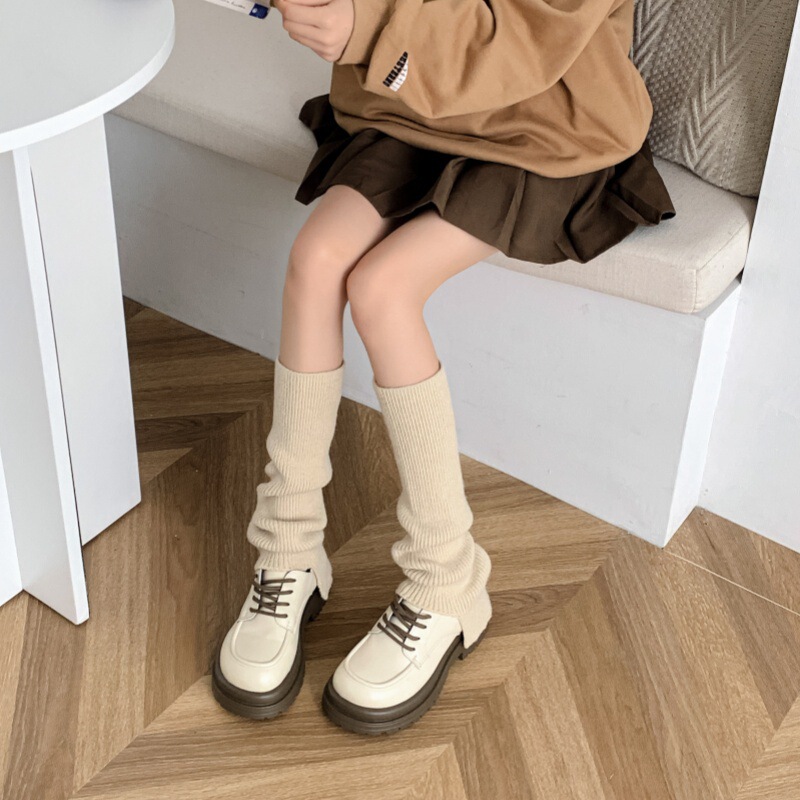 Autumn and winter new warm straight wide leg vertical notch pile socks casual solid color knitted calf socks Autumn and winter new warm straight wide leg vertical notch pile socks casual solid color knitted calf socks