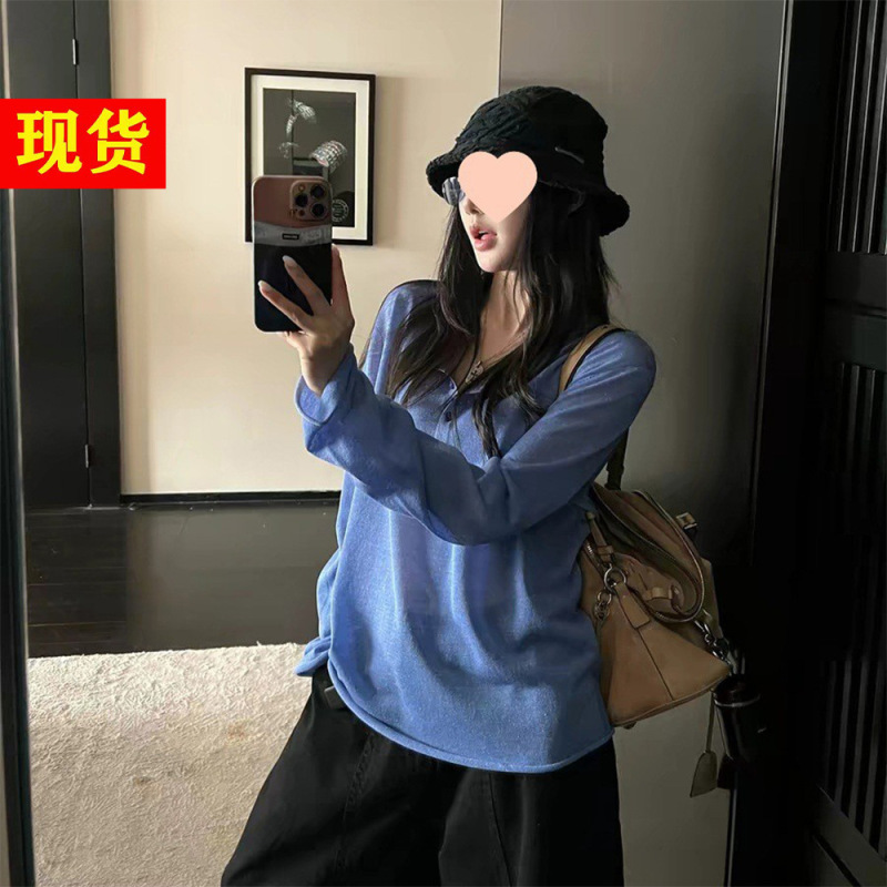 In-Stock Ouyang Breathable Spring Knitwear for Commuters, Luxurious Skin-Friendly Breathable Tencel Linen Rolled-Edge Knitwear