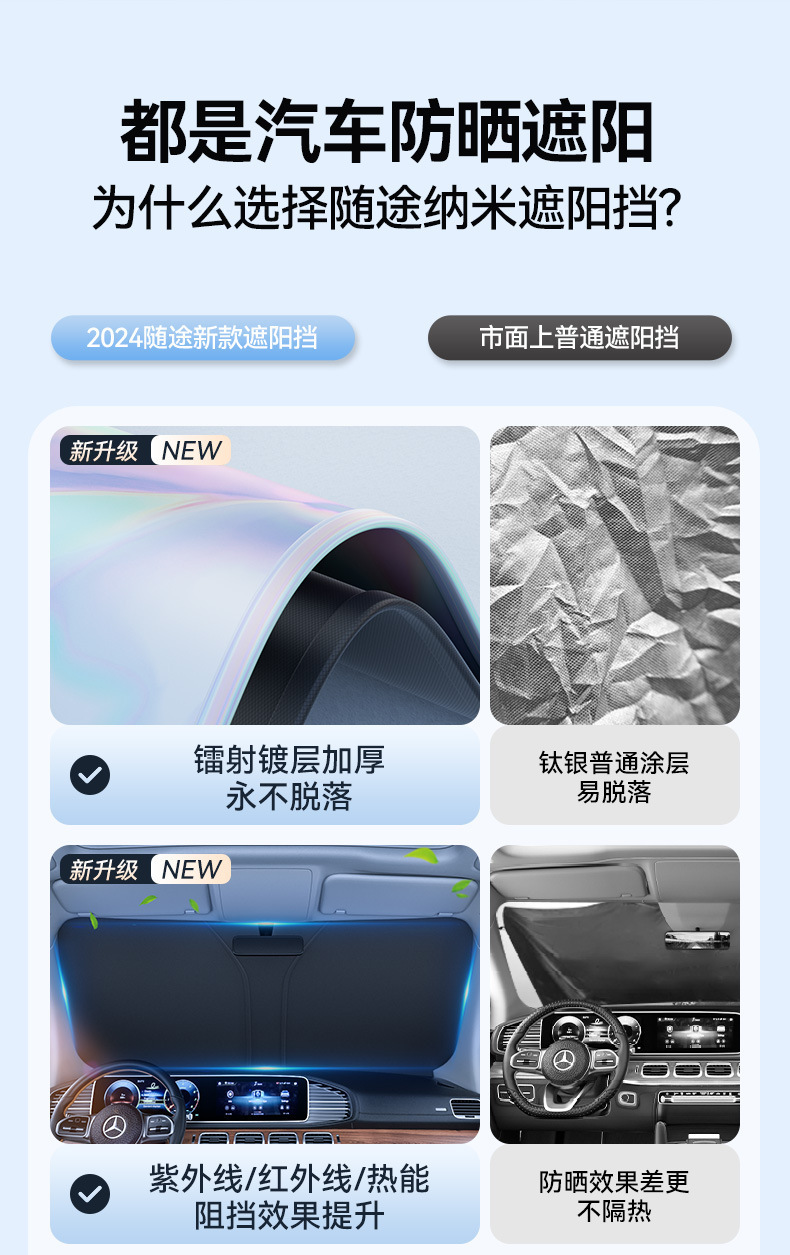 Car laser sunshade, car window sun protection and heat insulation curtain, special sunshade cover for the front windshield of the car